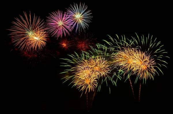 Colorata Festa Fuochi Artificio Sfondo Del Cielo Notturno — Foto Stock