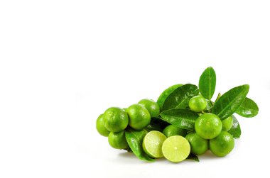 Çekirdeksiz organik kireç meyveler (Citrus Aurantifolia) w üzerinde izole