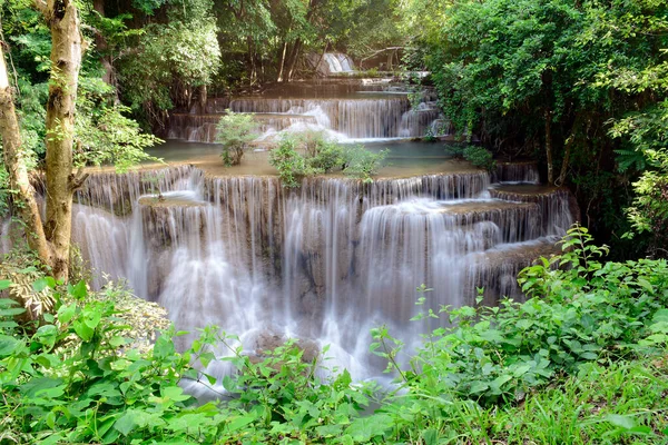 Hermoso Paisaje Bosque Siempreverde Cascada Para Refrescarse Relajarse Antecedentes Cascada —  Fotos de Stock