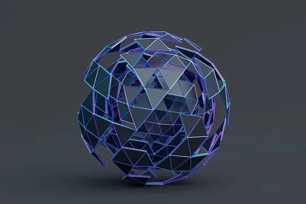 Abstract 3D Rendering of Polygonal Sphere — Stock Photo, Image
