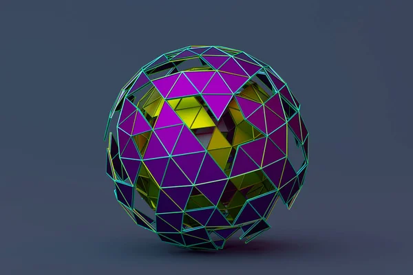 Abstract 3D Rendering of Polygonal Sphere — Stock Photo, Image