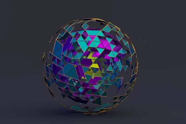 Abstraktní 3d vykreslování polygonální sféry — Stock fotografie