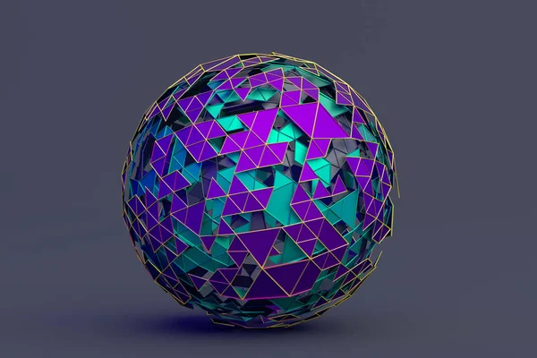 Abstrakta 3d-Rendering av polygona sfär — Stockfoto