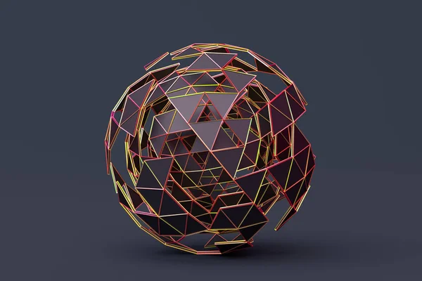 Rendu 3D abstrait de la sphère polygonale — Photo