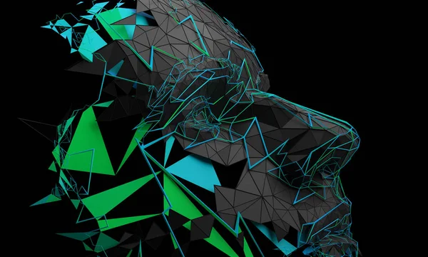 Абстрактная 3D-рендеринг многоугольной человеческой фигуры — стоковое фото