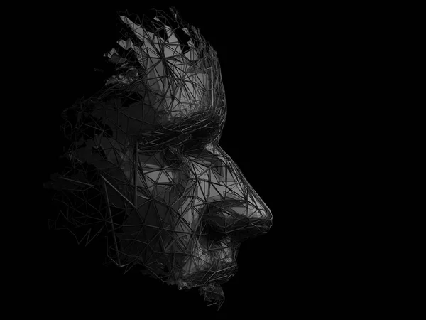 Expéditeur 3D abstrait de visage humain polygonal — Photo