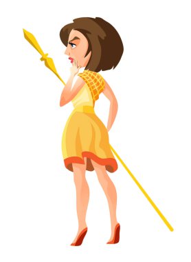 Antik Yunan tanrıçası Hera. Mitoloji Tanrısı karakteri Olimpos. Güzel elbiseli fantezi kız. Çizgi film tarzında izole vektör illüstrasyonu