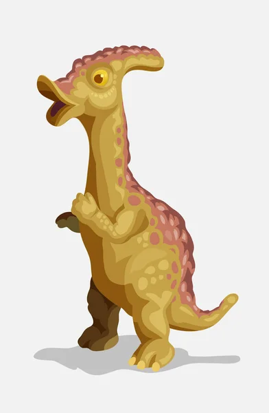 Um pequeno parasaurolofo. Imagem de dinossauro dos desenhos animados. Personagem de dinossauros bonitos. Ilustração vetorial plana isolada sobre fundo branco — Vetor de Stock