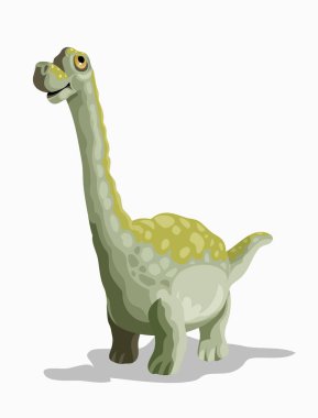 Küçük brachiosaurus. Karikatür dinozor resmi. Şirin dinozor karakteri. Düz vektör çizimi beyaz arkaplanda izole edildi