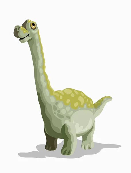 Kleiner Brachiosaurus. Cartoon Dinosaurier Bild. Niedliche Dinosaurier Charakter. Flache Vektordarstellung isoliert auf weißem Hintergrund — Stockvektor