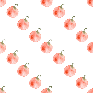 Beyaz arka planda suluboya balkabaklarının kusursuz deseni, elle boyanmış illüstrasyon