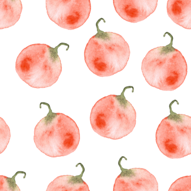 Beyaz arka planda suluboya balkabaklarının kusursuz deseni, elle boyanmış illüstrasyon