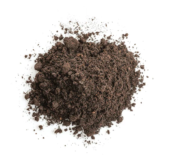 Pile of soil isolated on white background. — Stock Photo, Image