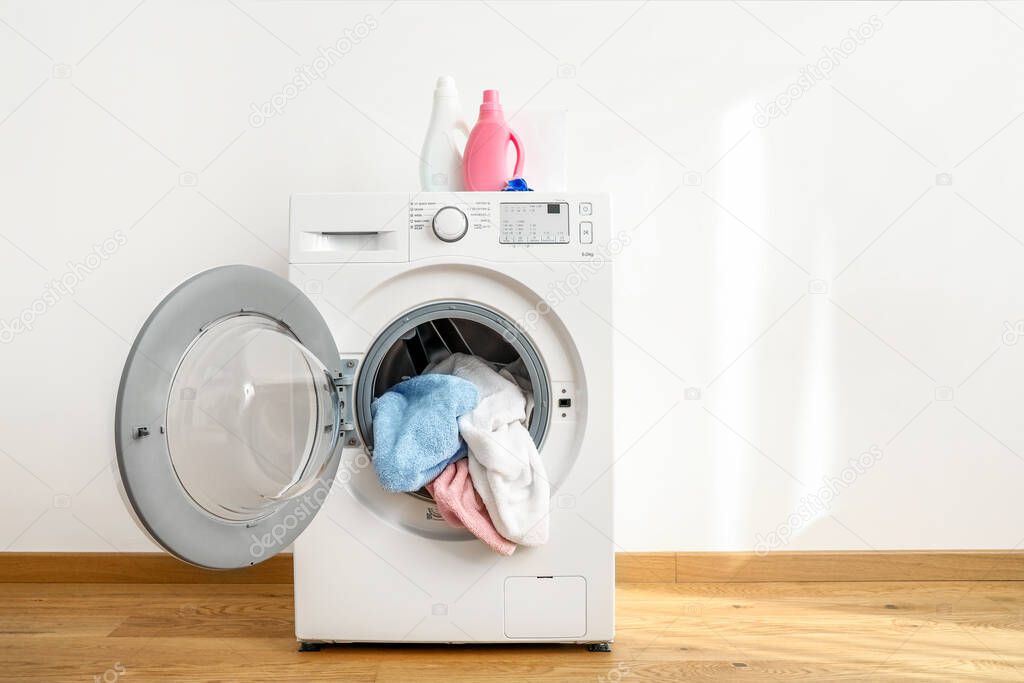 Laundry in open washing machine