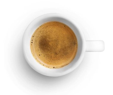 Beyaz arka planda izole edilmiş bir fincan kahve.