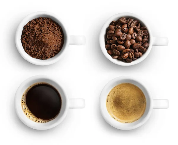 Koffie cup collectie, bovenaanzicht — Stockfoto