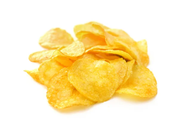 Potatis Chips Isolerad Vit Bakgrund — Stockfoto