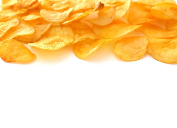 Potato Chips Isolated White Background Top View — Stock Photo, Image