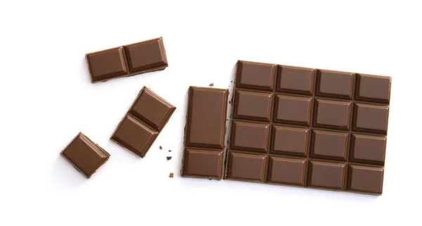 上から見た白地に隔離されたチョコレート — ストック写真