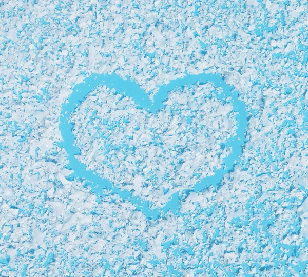 Serce Śniegiem Niebieskim Tle — Zdjęcie stockowe