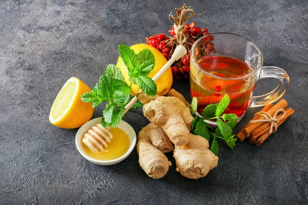 Diverse Gezonde Natuurlijke Producten Voor Immuniteit Stimuleren Koude Remedies Donkere — Stockfoto