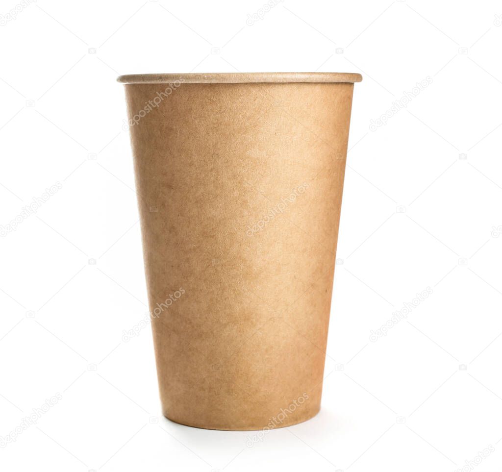 Paper cup isolated on white background.