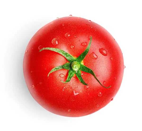 Único Tomate Vermelho Maduro Fresco Isolado Sobre Fundo Branco Vista — Fotografia de Stock