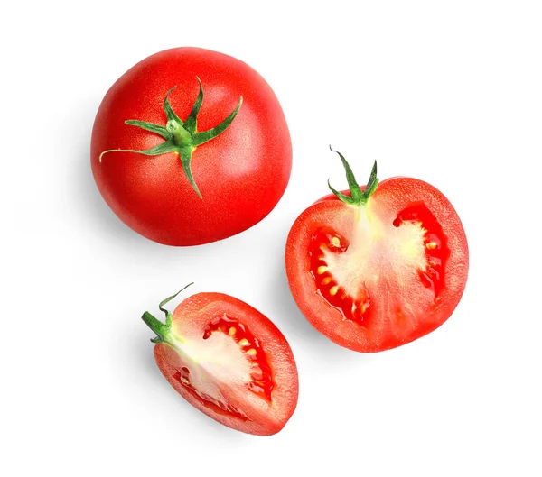 Frische Reife Rote Tomaten Isoliert Auf Weißem Hintergrund Ansicht Von — Stockfoto