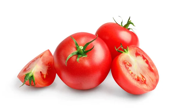 Pomodori Rossi Freschi Maturi Isolati Sfondo Bianco — Foto Stock