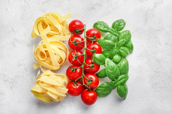 Ingredienti Alimentari Pasta Italiana Fondo Bianco Vista Dall Alto — Foto Stock