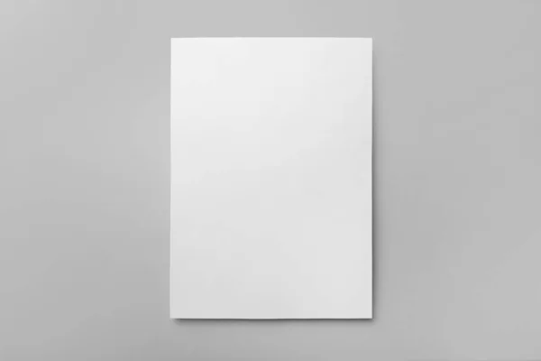 Blank White Sheet Light Grey Background Top View Copy Space — Stock Photo, Image