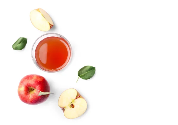 Jus Pomme Frais Dans Verre Isolé Sur Fond Blanc Vue — Photo