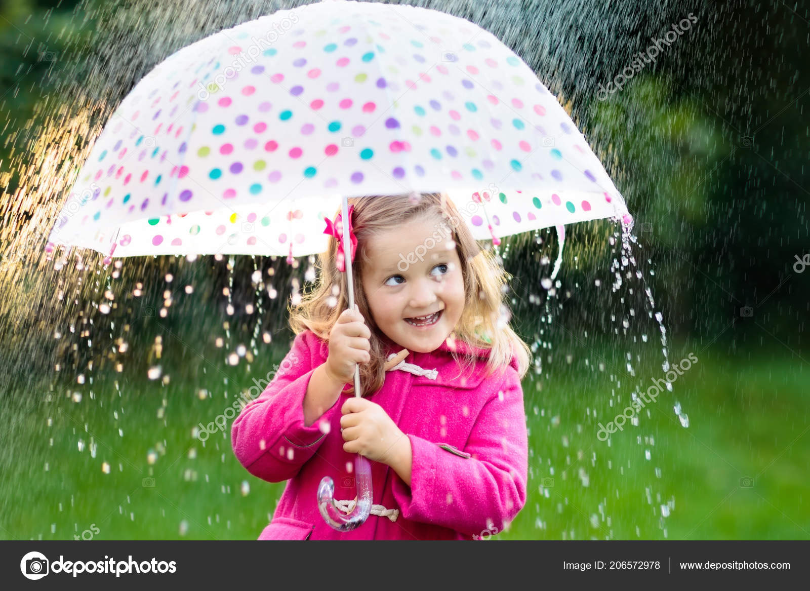 Images Girl Playing In Rain With Umbrella Little Girl