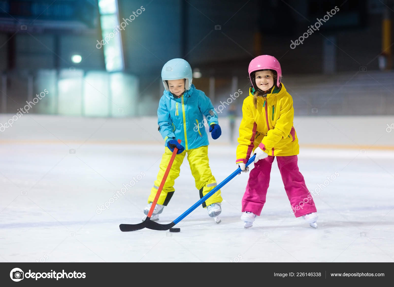 wintersport sticks and pucks