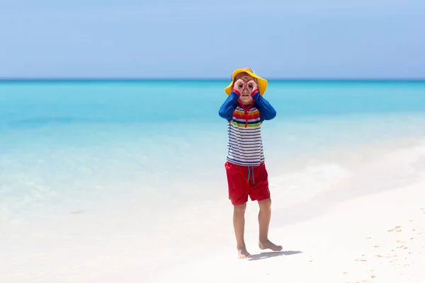 Enfants Jouant Sur Plage Tropicale Les Enfants Nagent Jouent Mer — Photo