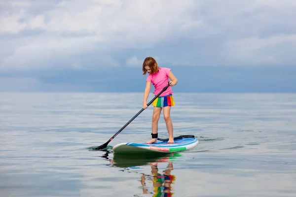 Child Stand Paddle Board Water Fun Beach Sport Kids Healthy — Stock Photo, Image