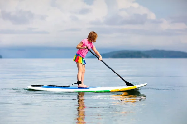 Child Stand Paddle Board Water Fun Beach Sport Kids Healthy — Stock Photo, Image