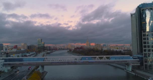 비즈니스 센터 모스크바 도시입니다. 공중, dron 촬영. — 비디오