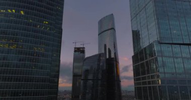 İş Merkezi Moskova şehir. Hava, dron ateş.