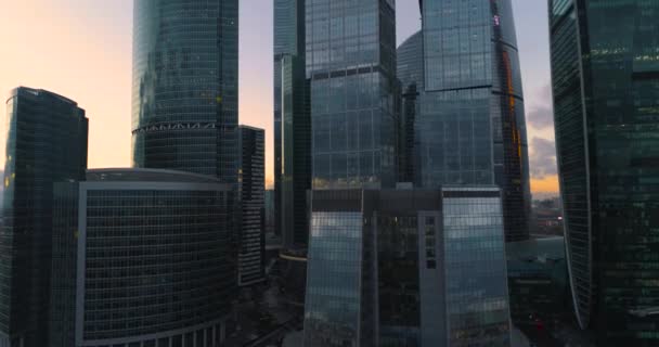 Business Center Mosca città. Aereo, dron sparare . — Video Stock