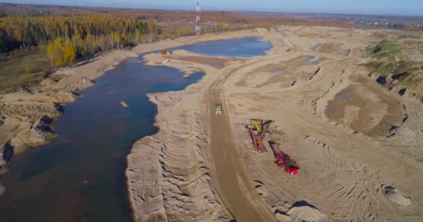 Excavator in the sand quarry — Stock Video