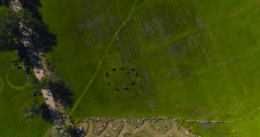 Borodino alanı ve Rus askerleri Borodino, Rusya Ana anıt. Hava fotoğrafçılığı