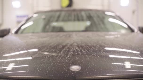 Washing and polishing a car — Stock Video