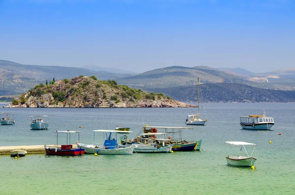 Greece Peloponesse Tolo Nafplion City View Sea Tolo Small Island — Stock Photo, Image