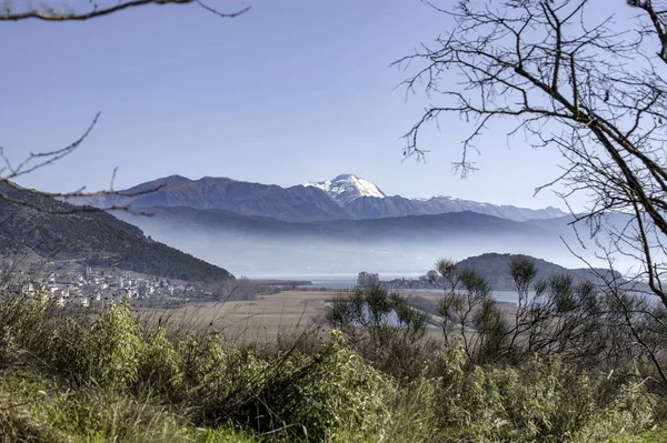 Kilátás Pamvotis Családi Házak Mezők Ioannina City Epirus Görögország — Stock Fotó