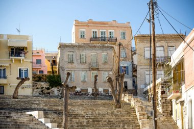 Syros adası, Kiklad Adaları, Yunanistan sokaklarının görünümü.