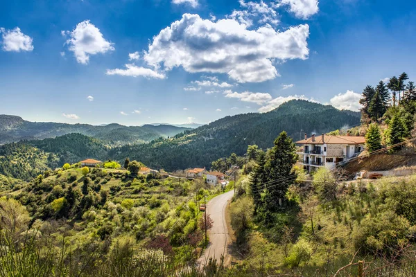Vista Aldeia Montanha Baltessiniko Arcadia Peloponeso Grécia — Fotografia de Stock