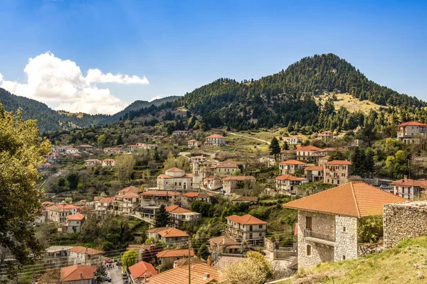 Vista Del Pueblo Montaña Baltessiniko Arcadia Peloponeso Grecia —  Fotos de Stock