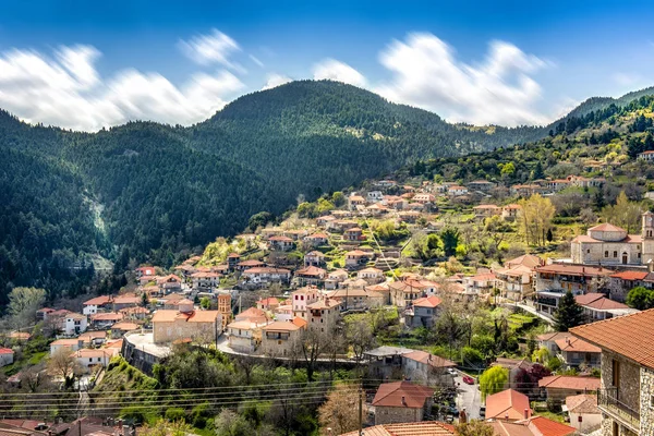 Vista Del Pueblo Montaña Valtessiniko Arcadia Peloponeso Grecia —  Fotos de Stock