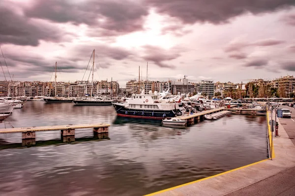 Luxury motorboats and yachts at the dock.Marina Zeas, Piraeus,Greece